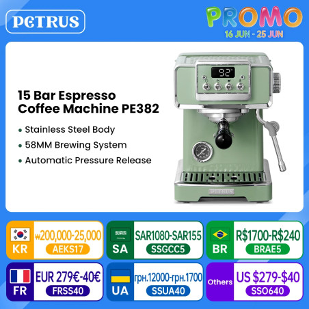 Máquina de café expresso PETRUS: café expresso e lattes artesanais perfeitos